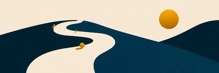 Illustration: ein Weg mit drei Wegpunkten — Symbolbild zum Ablauf einer Studienplatzklage