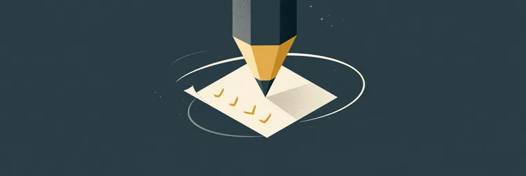 Illustration: Bleistift über einem Blatt mit Häkchen und umlaufendem Ring — Symbolbild zum TMSnat ab 2027